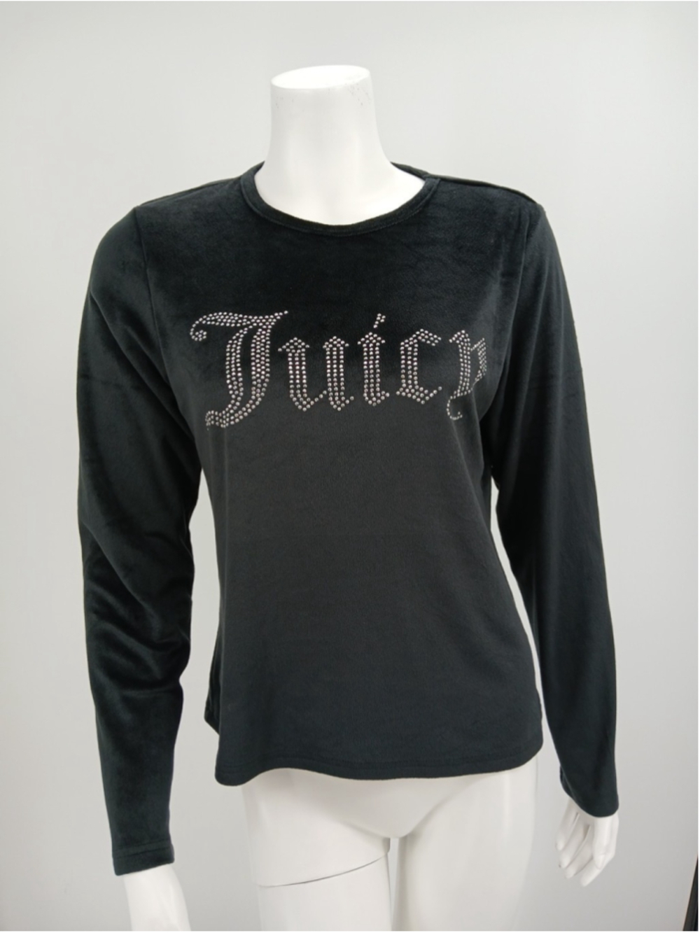 Juicy Couture Black Velour Long Sleeve Sleepwear Shirt Size L